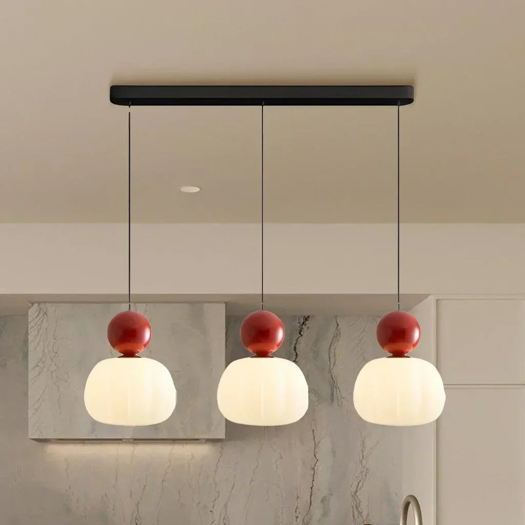 SUENTA Art Deco Pendelleuchte Glas Modern Für Wohnzimmer Ideal Drei Köpfe Rot