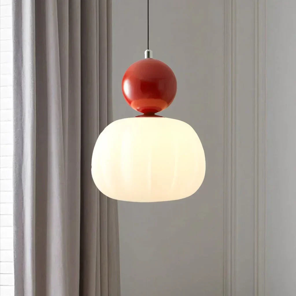 SUENTA Art Deco Pendelleuchte Glas Modern Für Wohnzimmer Ideal Ein Kopf Rot