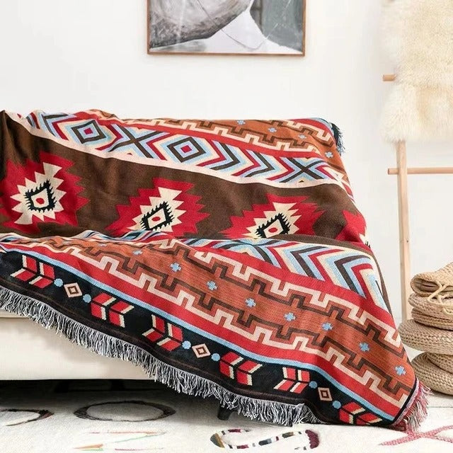 SUENTA Atmungsaktive Wurfdecke aus Jacquard mit Fransen – Bunt und Langlebig 12