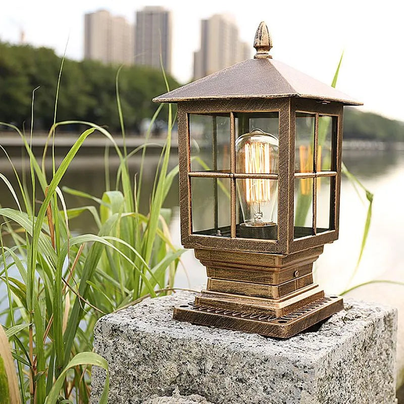 SUENTA Außenlaterne Schwarze Metallsäule IP65 Wetterfeste Lampe Bronze