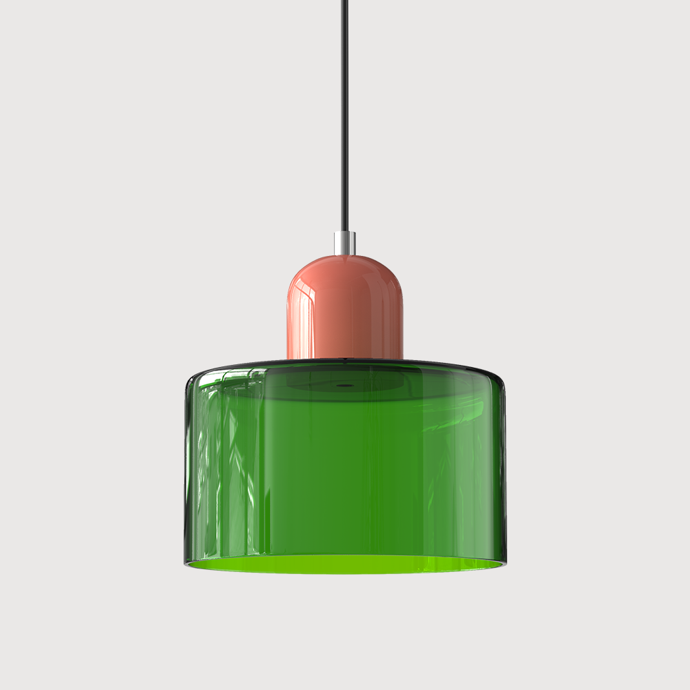 SUENTA Bauhaus Glas Pendelleuchte Modernes Design Mit Klarglas Hellgrün Rosa