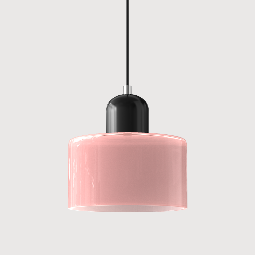 SUENTA Bauhaus Glas Pendelleuchte Modernes Design Mit Klarglas Rosa Schwarz