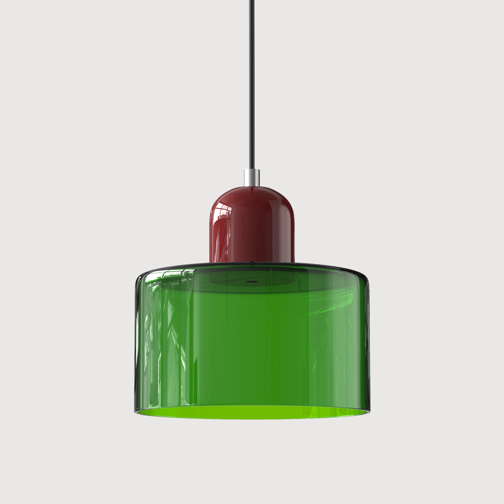 SUENTA Bauhaus Glas Pendelleuchte Modernes Design Mit Klarglas Hellgrün Rot