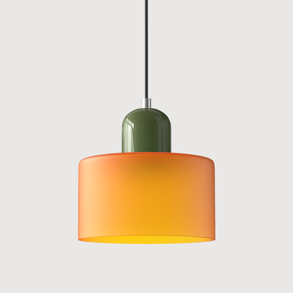 SUENTA Bauhaus Glas Pendelleuchte Modernes Design Mit Klarglas Orange Grün