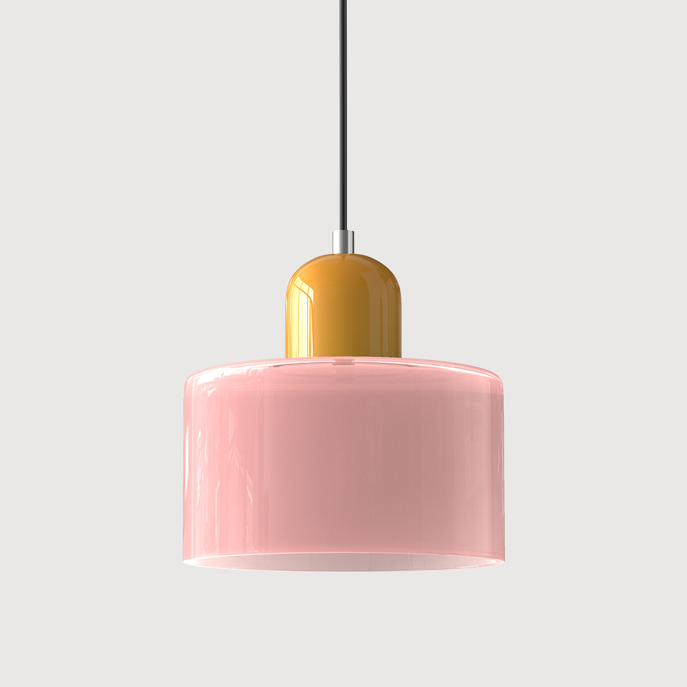 SUENTA Bauhaus Glas Pendelleuchte Modernes Design Mit Klarglas Rosa Gelb