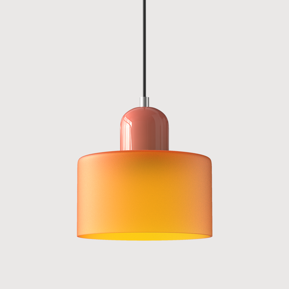 SUENTA Bauhaus Glas Pendelleuchte Modernes Design Mit Klarglas Orange Pink