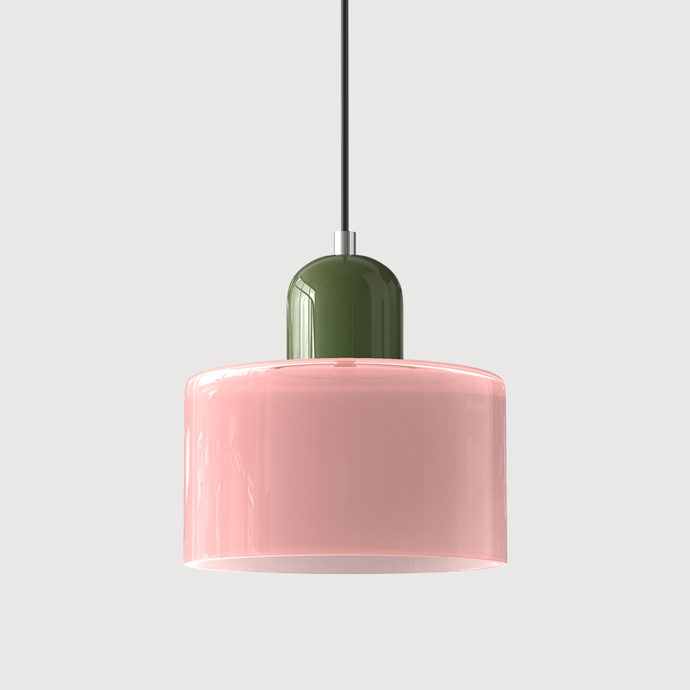 SUENTA Bauhaus Glas Pendelleuchte Modernes Design Mit Klarglas Rosa Grün