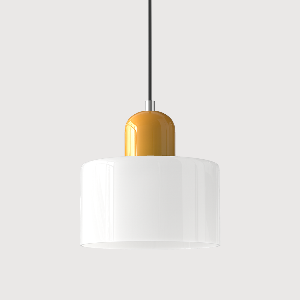 SUENTA Bauhaus Glas Pendelleuchte Modernes Design Mit Klarglas Weiß Gelb