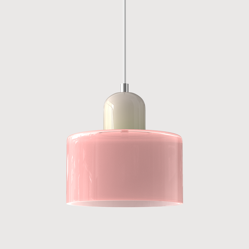 SUENTA Bauhaus Glas Pendelleuchte Modernes Design Mit Klarglas Rosa Beige