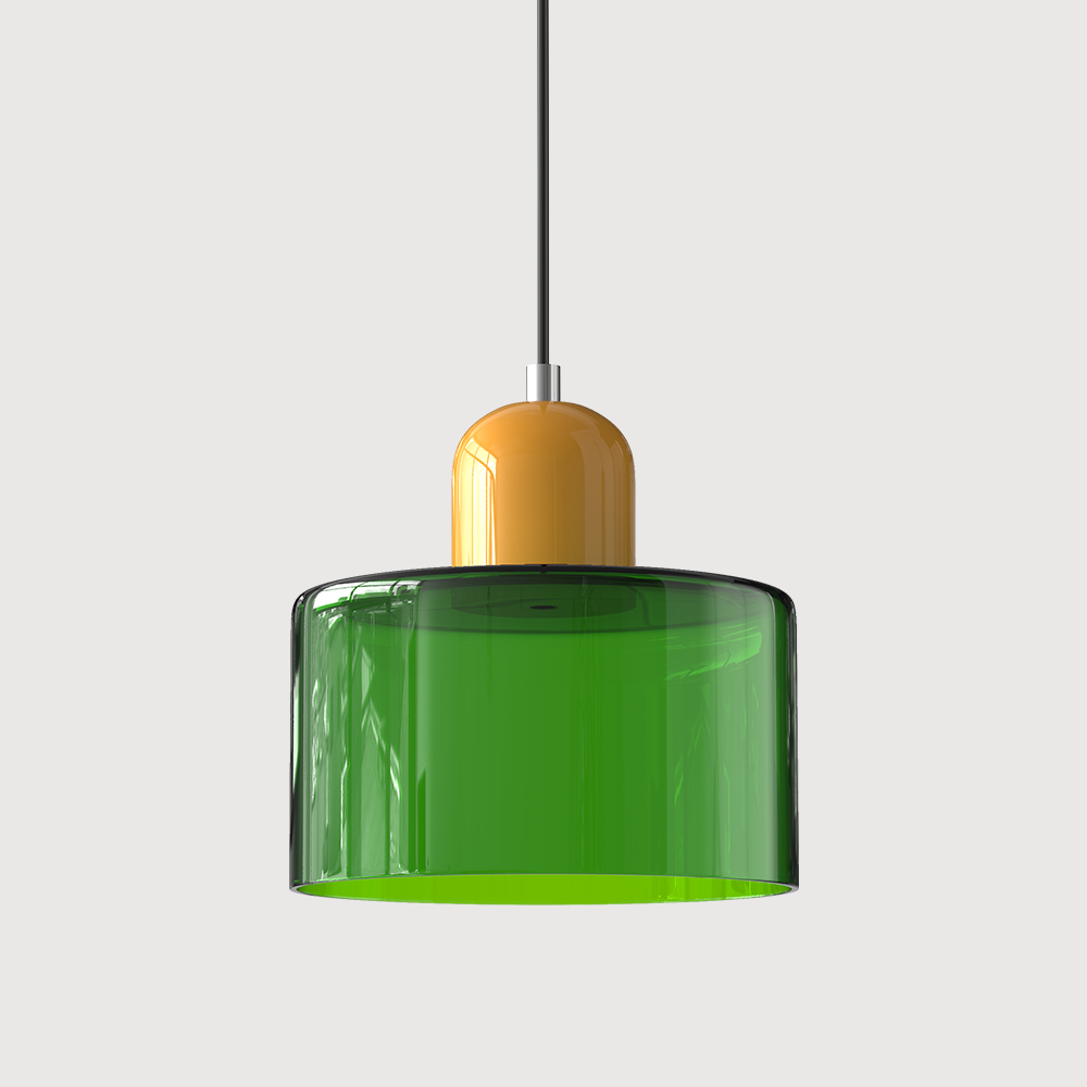SUENTA Bauhaus Glas Pendelleuchte Modernes Design Mit Klarglas Hellgrün Gelb
