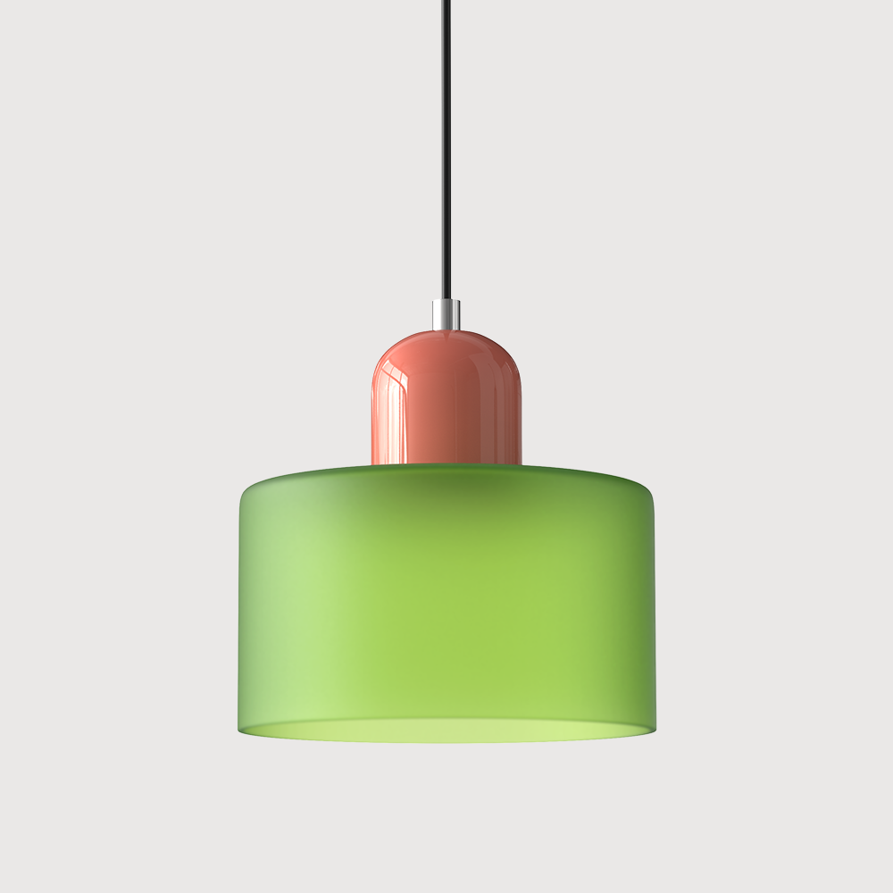 SUENTA Bauhaus Glas Pendelleuchte Modernes Design Mit Klarglas Mattgrün Rosa