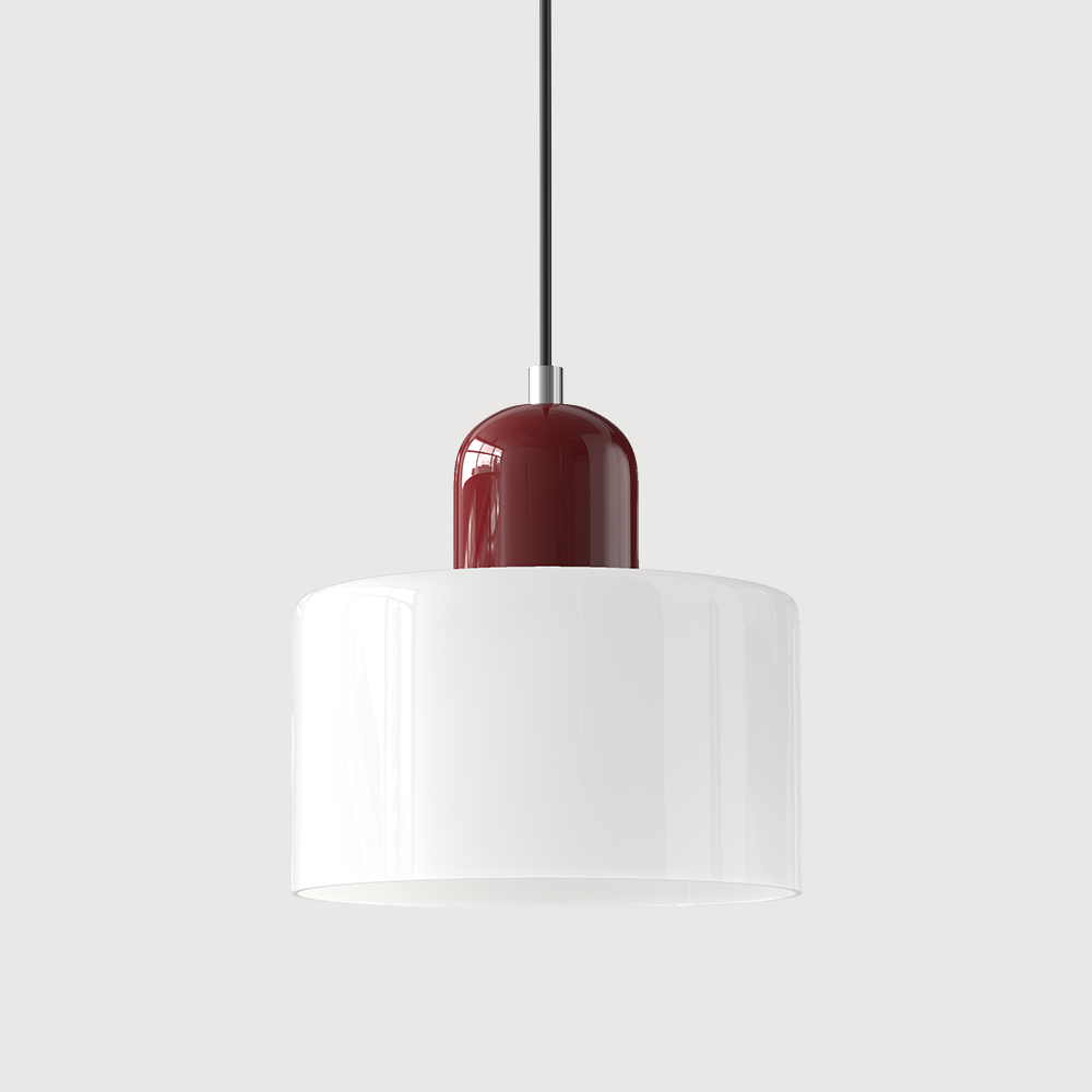 SUENTA Bauhaus Glas Pendelleuchte Modernes Design Mit Klarglas Weiß Rot