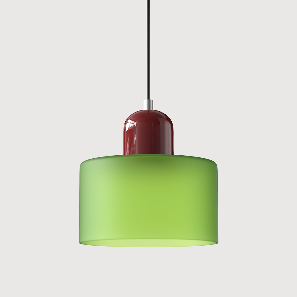 SUENTA Bauhaus Glas Pendelleuchte Modernes Design Mit Klarglas Mattgrün Rot