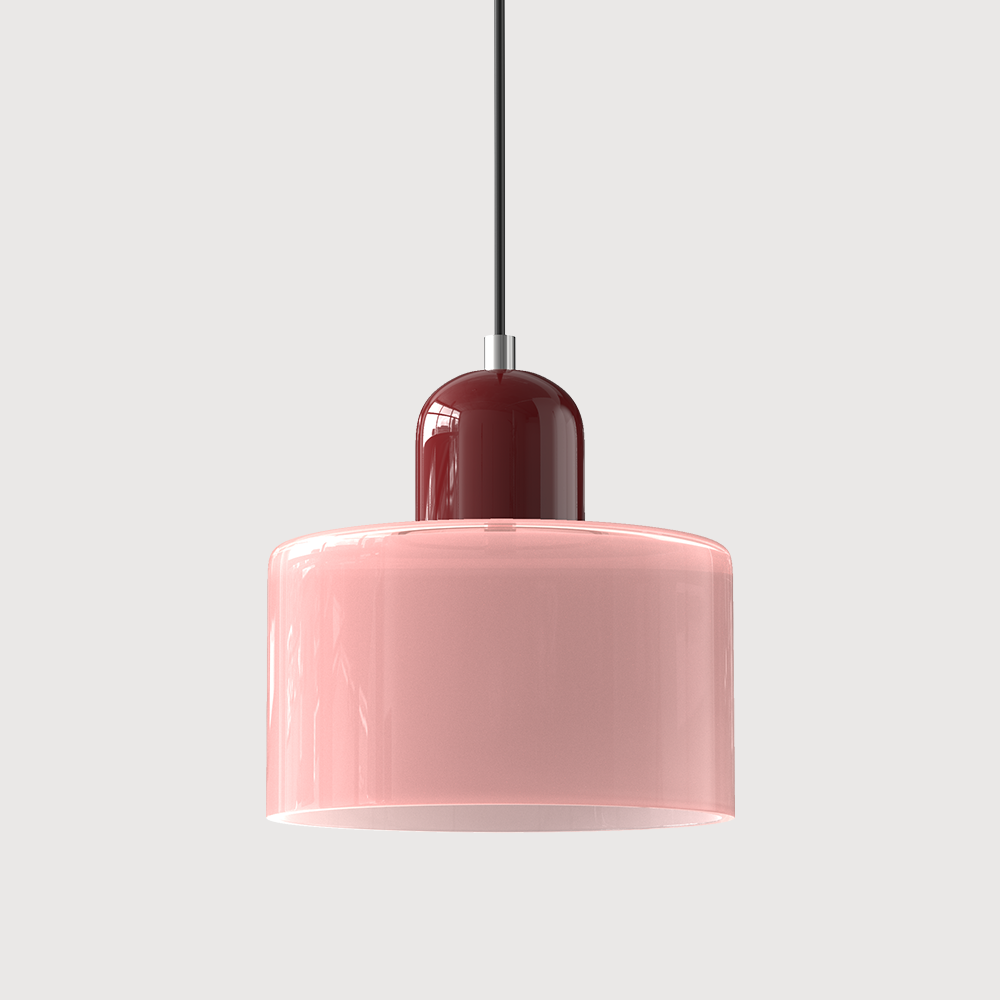 SUENTA Bauhaus Glas Pendelleuchte Modernes Design Mit Klarglas Rosa Rot