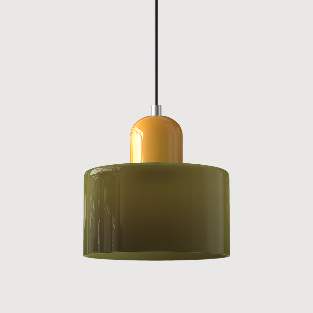 SUENTA Bauhaus Glas Pendelleuchte Modernes Design Mit Klarglas Grün Gelb