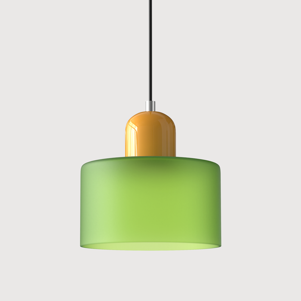 SUENTA Bauhaus Glas Pendelleuchte Modernes Design Mit Klarglas Mattgrün Gelb