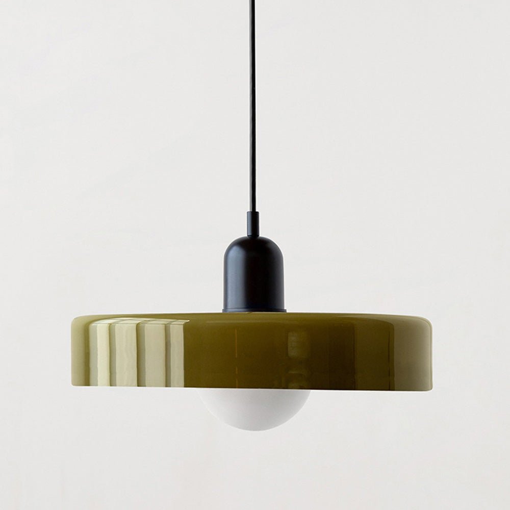 SUENTA Bauhaus Hängeleuchte aus Buntglas für Esstisch – Modernes Design Grün Schwarz 25 x 18 cm