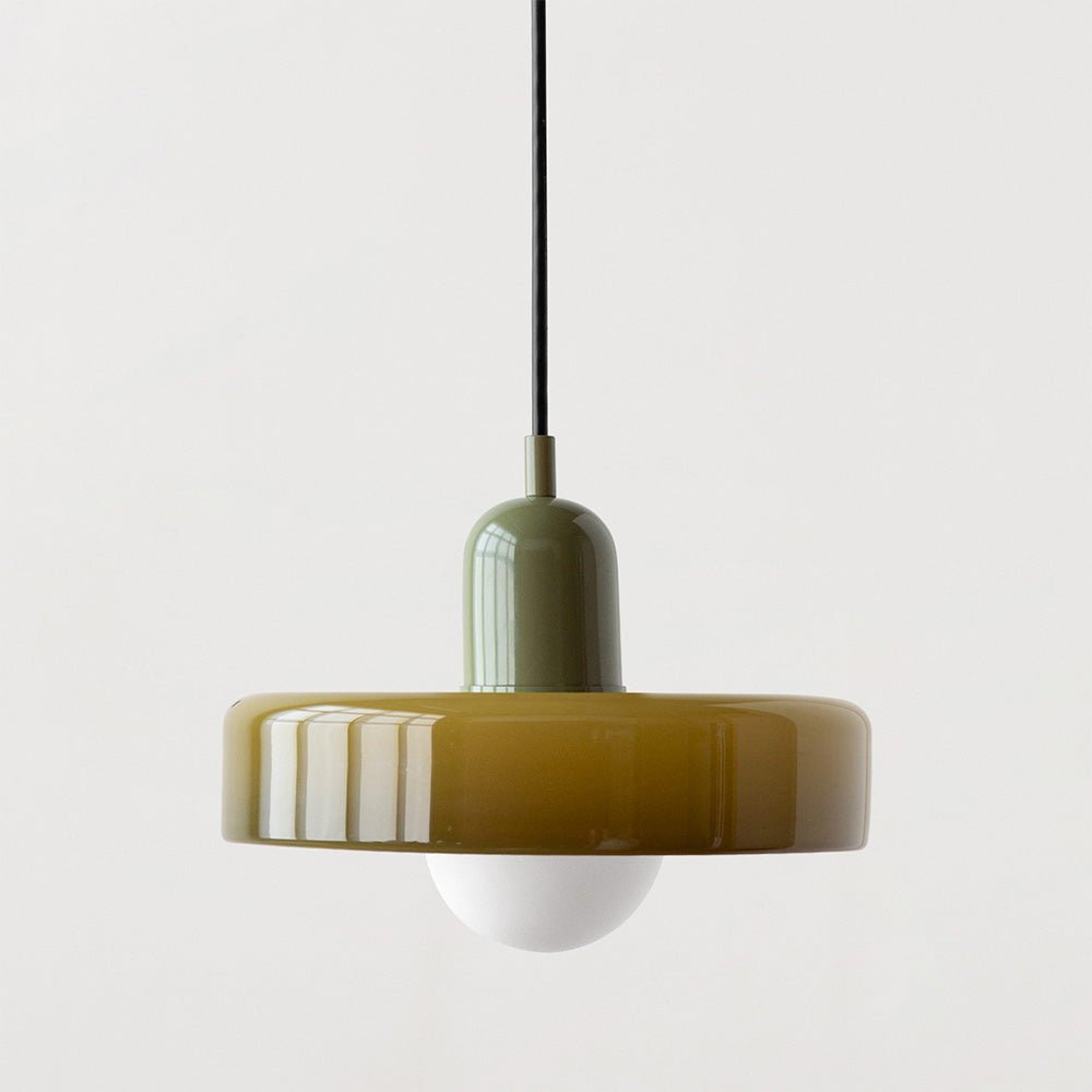 SUENTA Bauhaus Hängeleuchte aus Buntglas für Esstisch – Modernes Design Grün Grün 25 x 18 cm