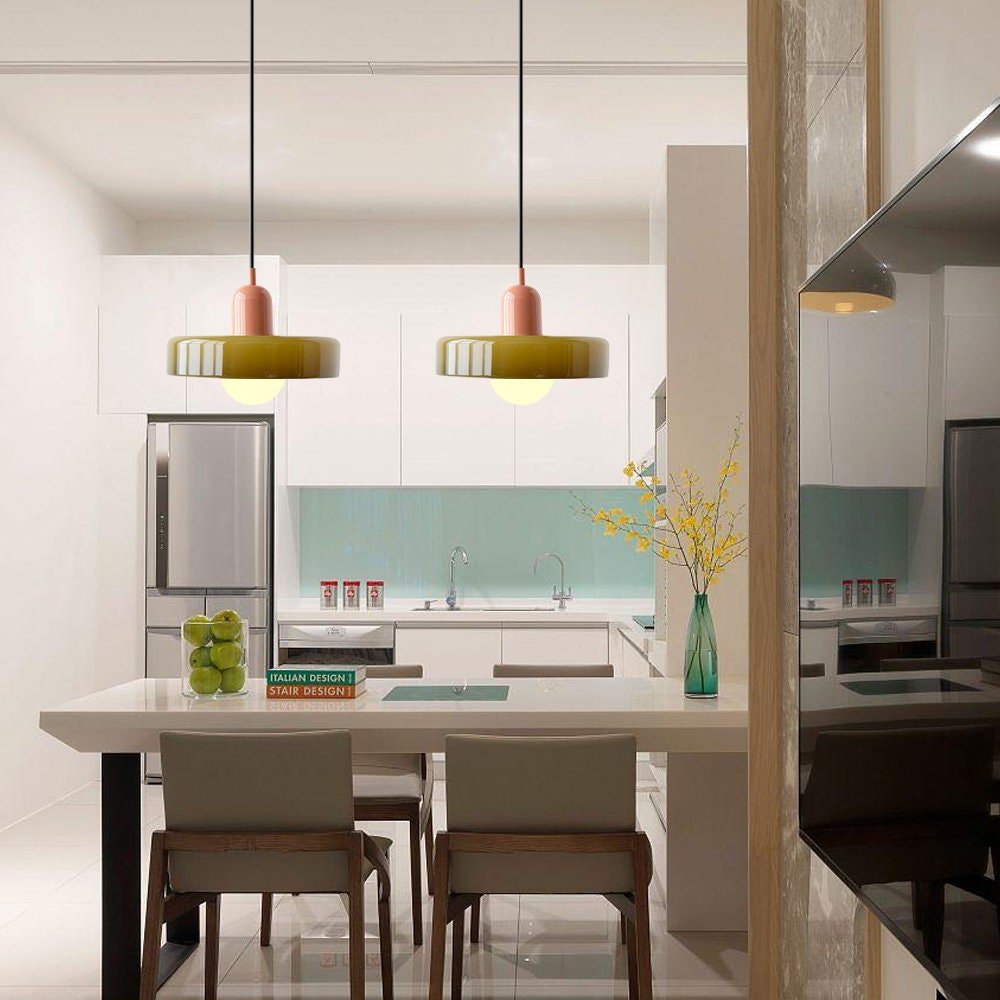 SUENTA Bauhaus Hängeleuchte aus Buntglas für Esstisch – Modernes Design