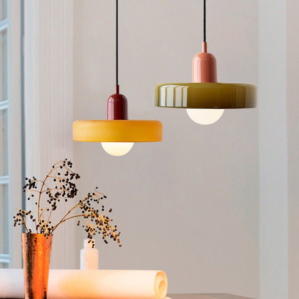 SUENTA Bauhaus Hängeleuchte aus Buntglas für Esstisch – Modernes Design