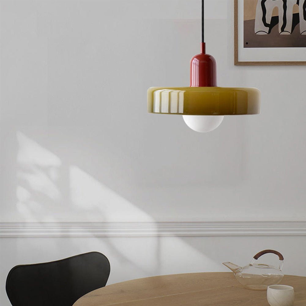 SUENTA Bauhaus Hängeleuchte aus Buntglas für Esstisch – Modernes Design