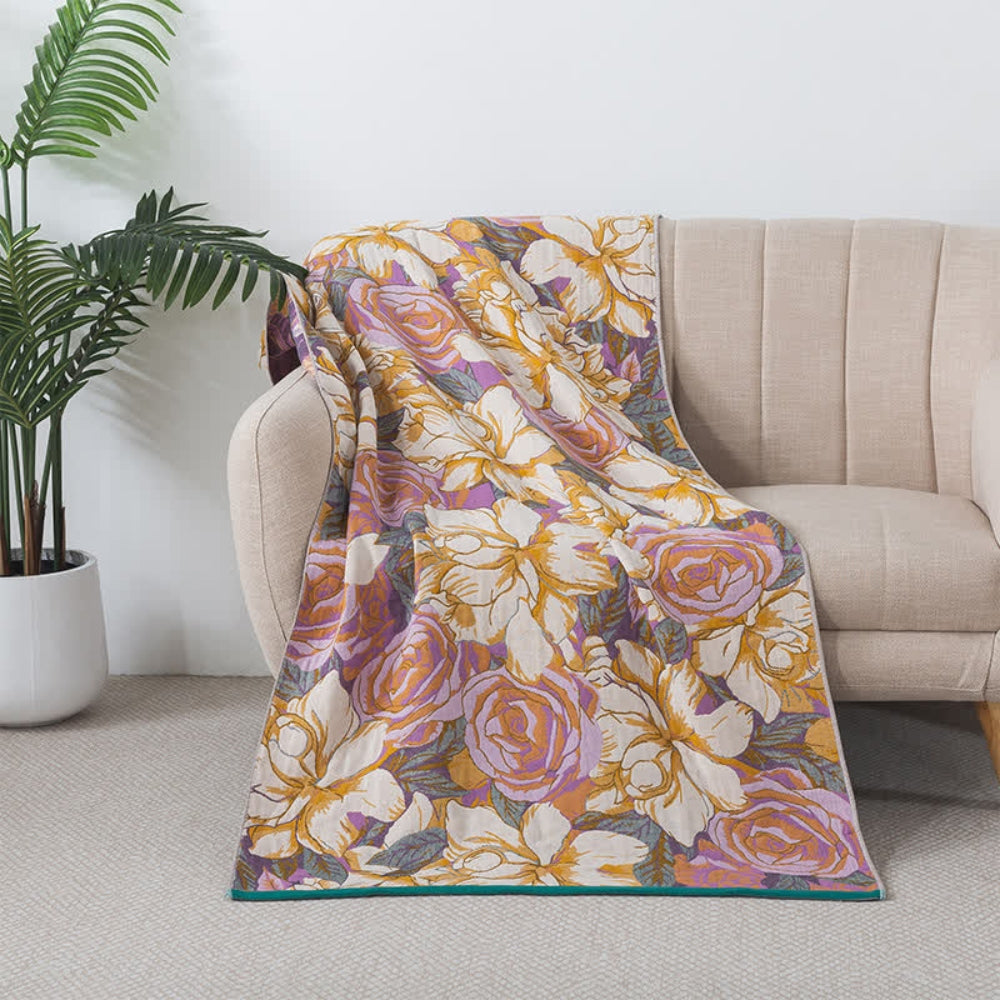 SUENTA Baumwoll Badetuch Im Vintage Stil Mit Rosenmotiv Luxus