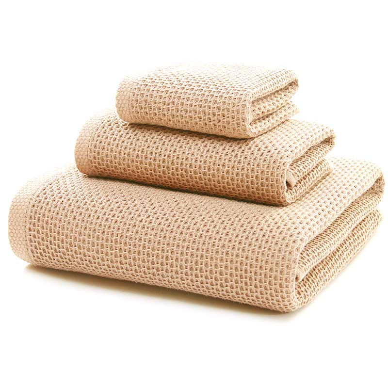 SUENTA Baumwoll-Handtuchset Mit Honigwaben Design Für Weiche Absorption Beige 32cm*32cm+32cm*72cm+68cm*140cm