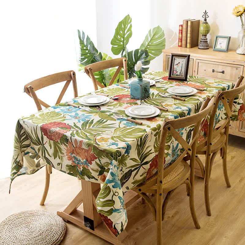 SUENTA Baumwoll Tischdecke Monstera Motiv Für Stilvolle Tafeln 55" x 98
