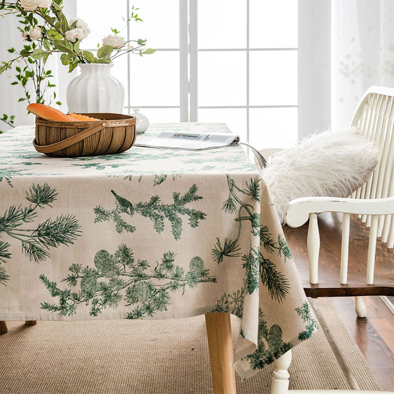 SUENTA Baumwollleinen Tischdecke Pine Bird Motiv Für Esszimmer