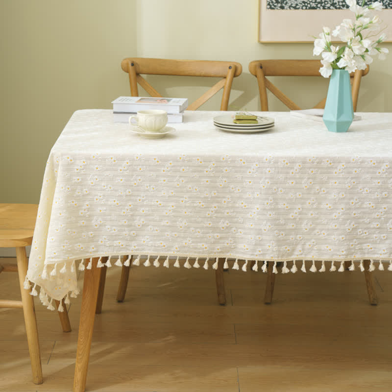 SUENTA Baumwolltischdecke Mit Gänseblümchenmuster Heimelig
