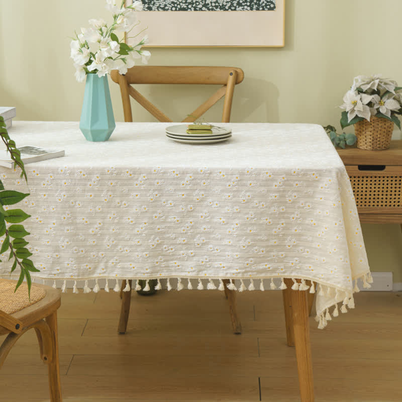 SUENTA Baumwolltischdecke Mit Gänseblümchenmuster Heimelig