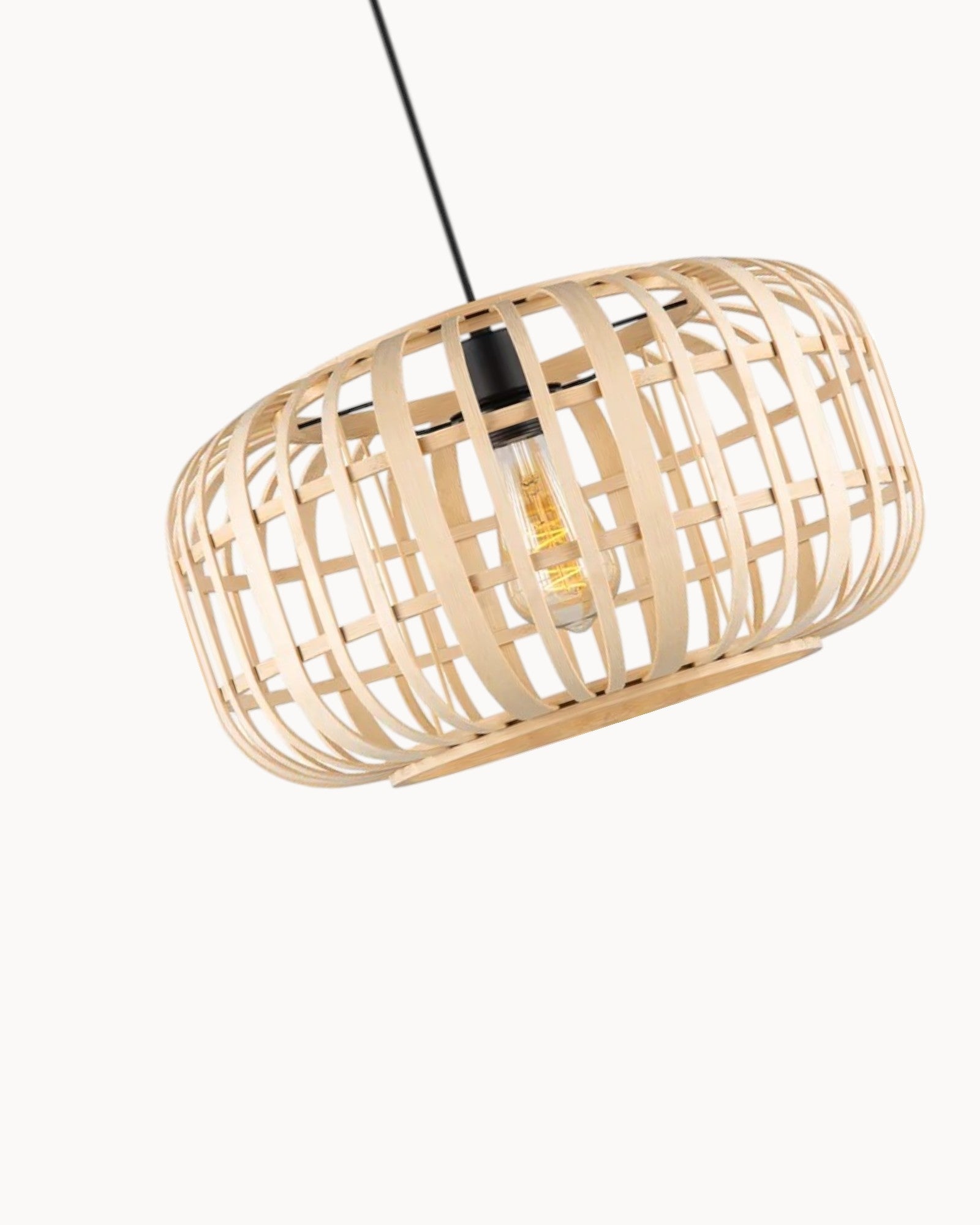 SUENTA Bohemian Pendelleuchte aus Bambus 40 cm – Hängelampe für Esstisch