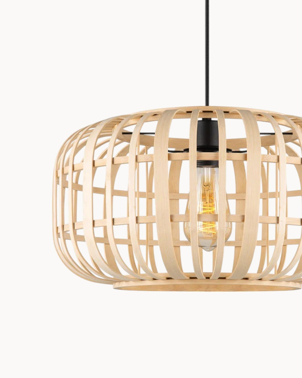 SUENTA Bohemian Pendelleuchte aus Bambus 40 cm – Hängelampe für Esstisch