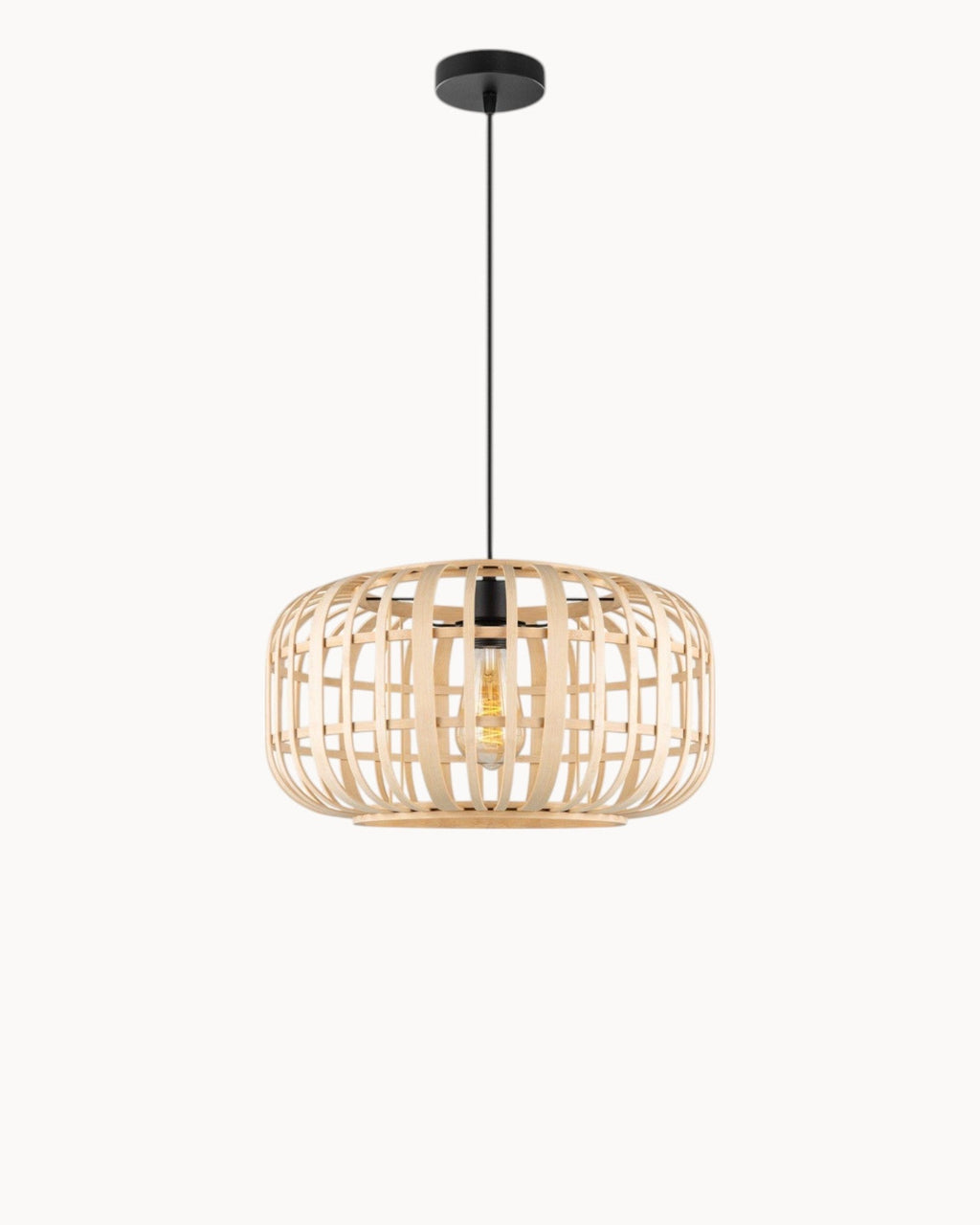 SUENTA Bohemian Pendelleuchte aus Bambus 40 cm – Hängelampe für Esstisch