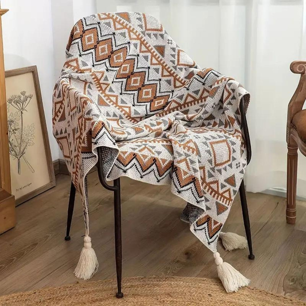 SUENTA Boho Chic Decke Mit Fransen Wärme Und Stil Für Sofa 150x200cm
