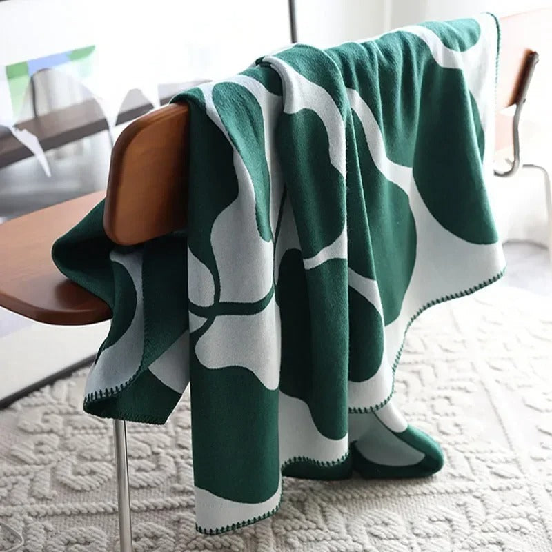 SUENTA Bunte Heimdecke 130x180 cm mit Fransen – Polyester/Baumwolle Dunkelgrün