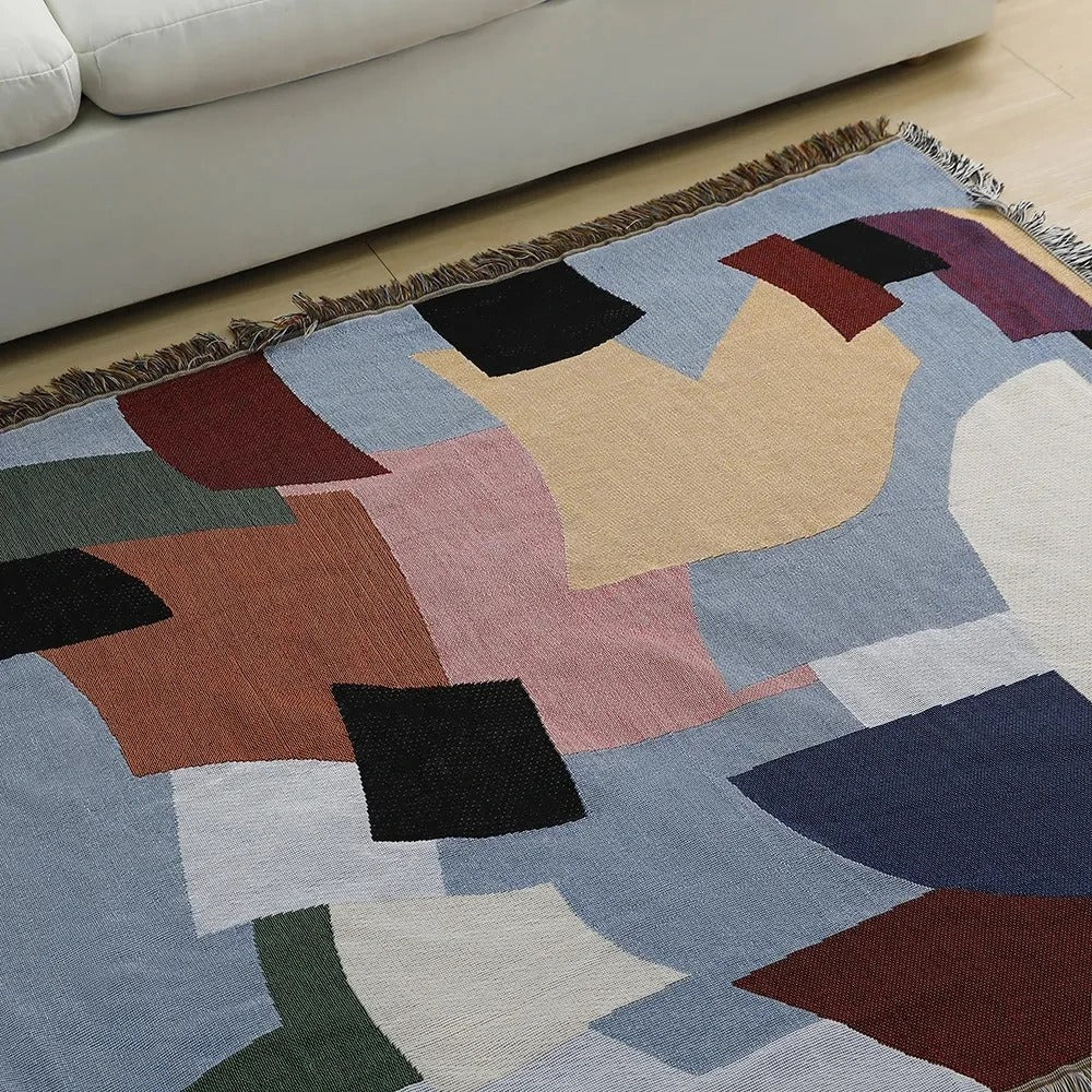 SUENTA Bunte Jacquard-Decke aus Polyester und Baumwolle – 130x160 cm