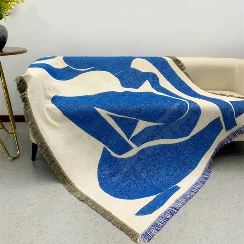 SUENTA Bunte Kuscheldecke aus Polyester und Baumwolle – 130x160 cm