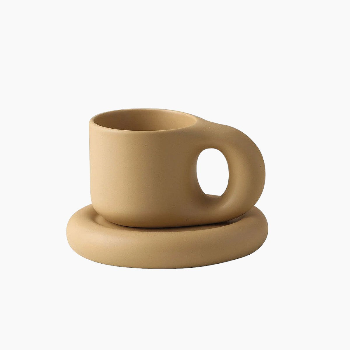 SUENTA Chunky Keramik Espressotassen im Boho-Stil mit Ergonomischem Griff