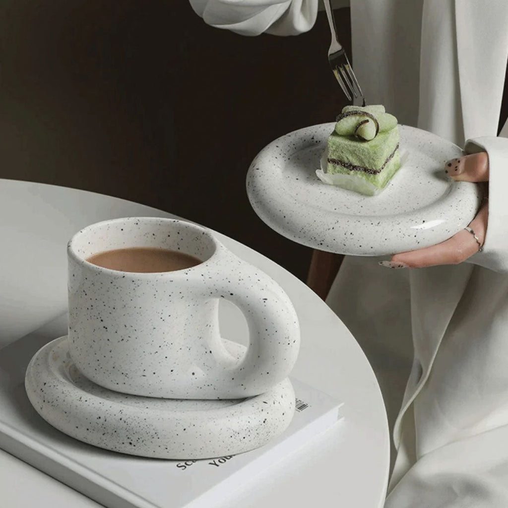 SUENTA Chunky Keramik Espressotassen im Boho-Stil mit Ergonomischem Griff