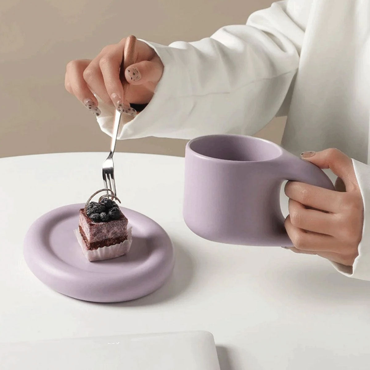 SUENTA Chunky Keramik Espressotassen im Boho-Stil mit Ergonomischem Griff