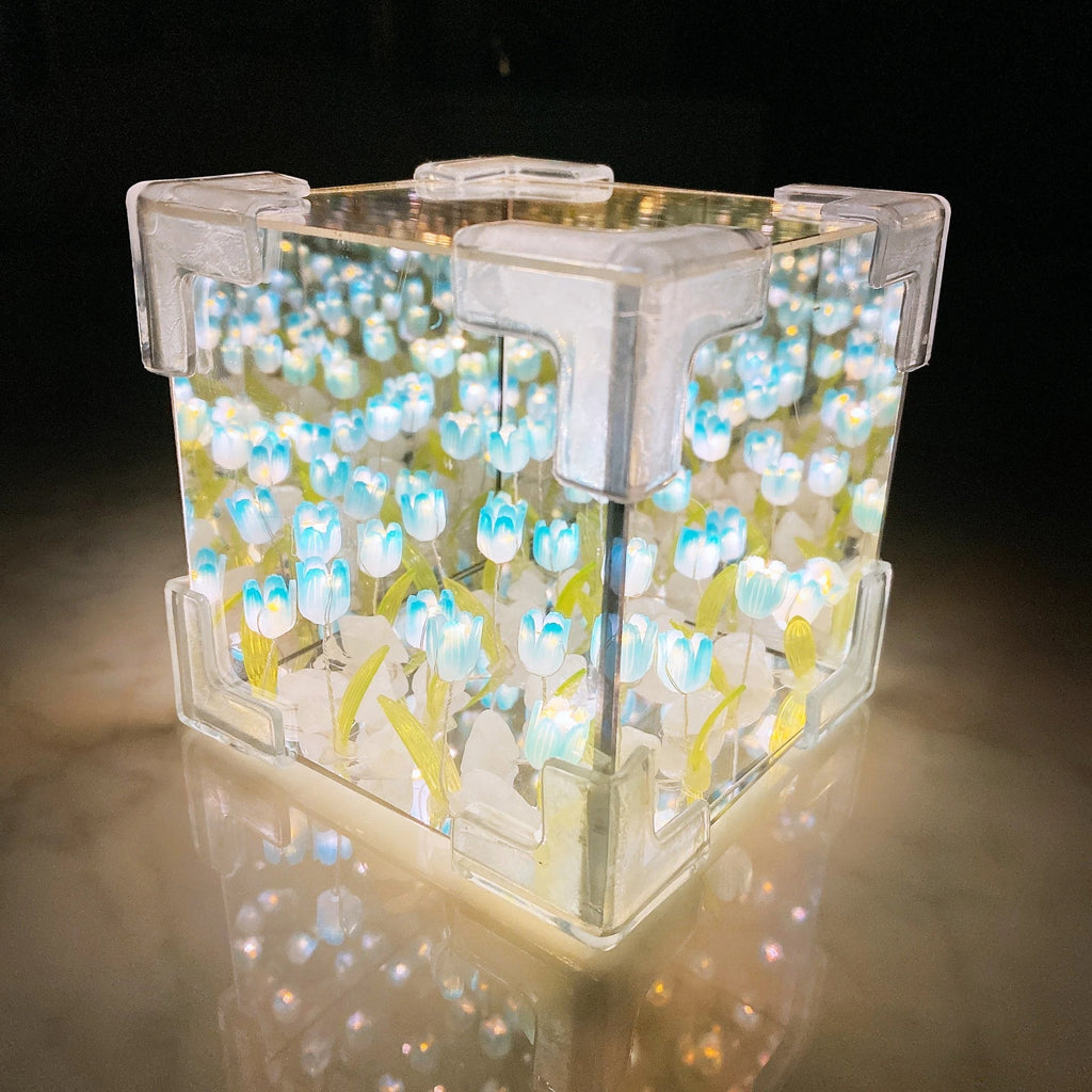 SUENTA DIY Zauberspiegel Würfellampe Mit Infinity Tulpen Licht Blau 2er-Pack