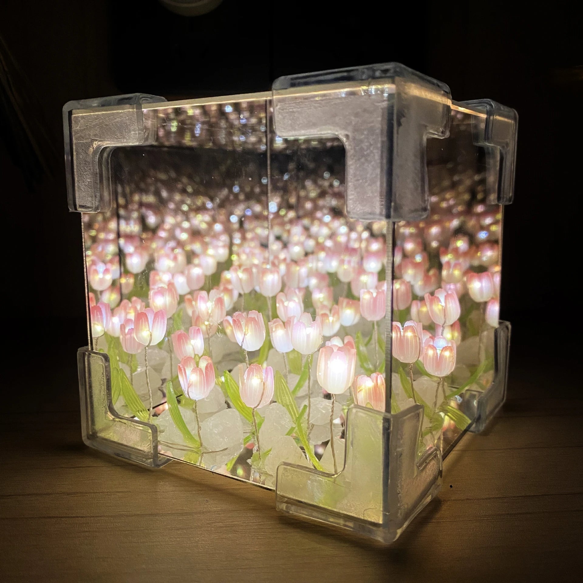 SUENTA DIY Zauberspiegel Würfellampe Mit Infinity Tulpen Licht Rosa 2er-Pack