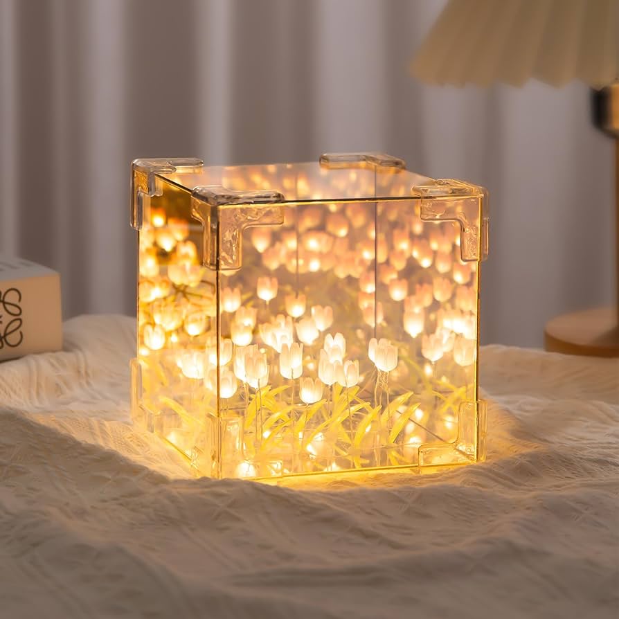SUENTA DIY Zauberspiegel Würfellampe Mit Infinity Tulpen Licht Gelb 2er-Pack
