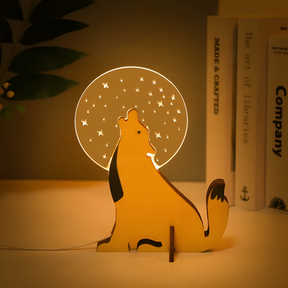 SUENTA Dekorative Tier-Tischlampe Aus Holz Für Kinderzimmer Sirius
