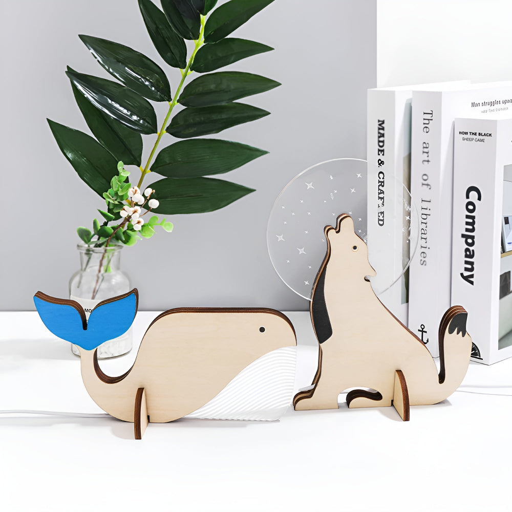SUENTA Dekorative Tier-Tischlampe Aus Holz Für Kinderzimmer
