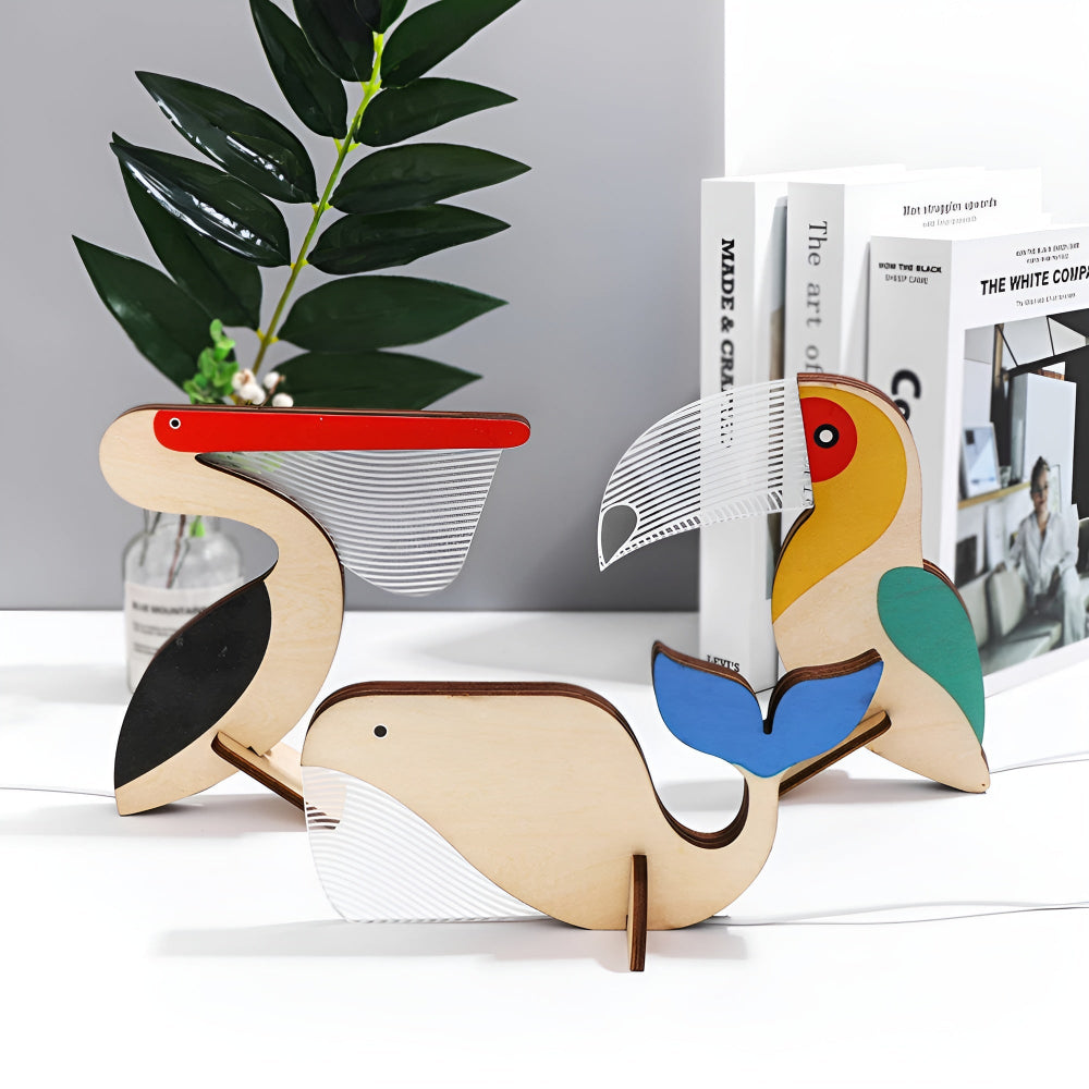 SUENTA Dekorative Tier-Tischlampe Aus Holz Für Kinderzimmer
