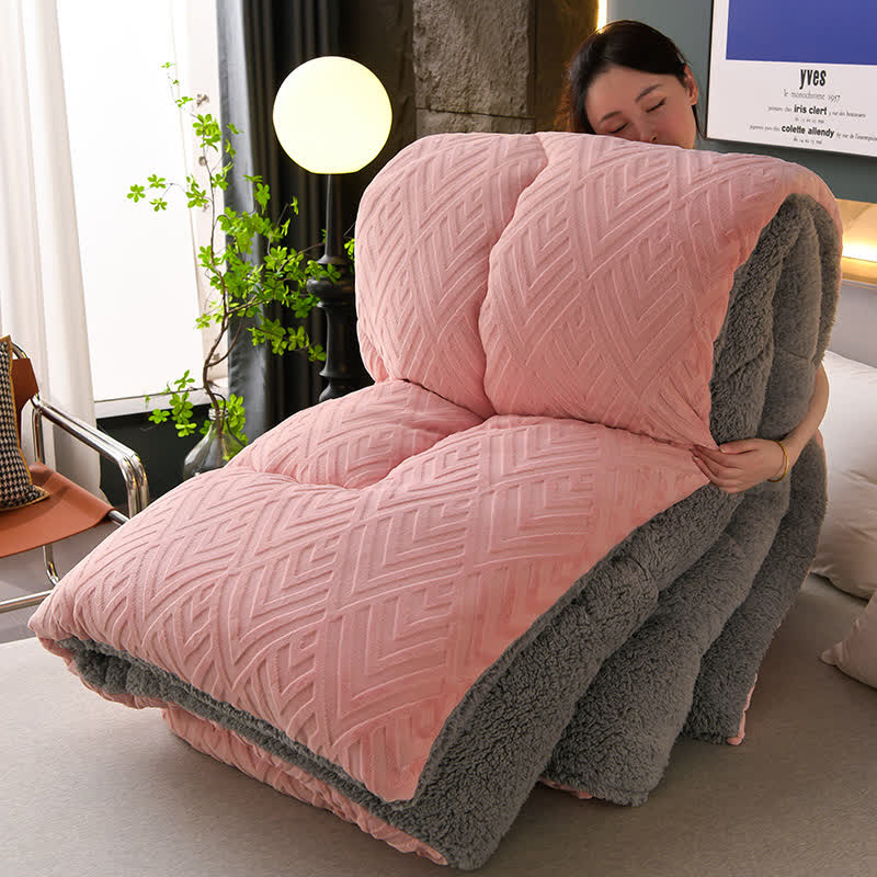 SUENTA Dicke Sherpa Winterdecke Mit Flauschigem Steppkern Extra Warm Rosa