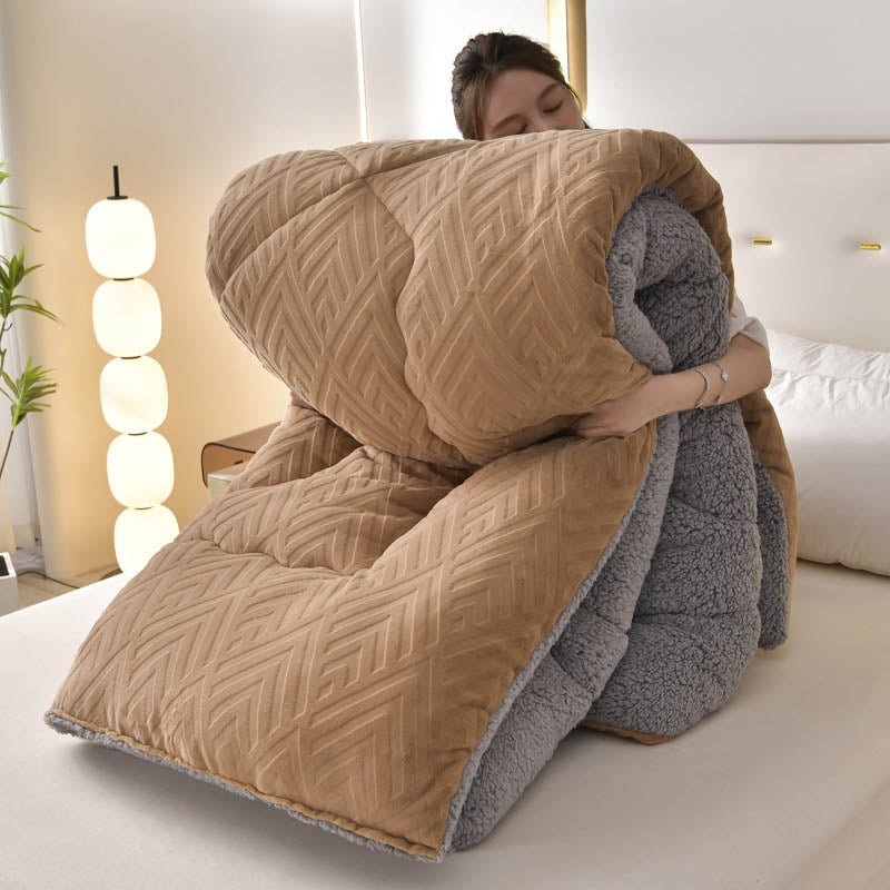 SUENTA Dicke Sherpa Winterdecke Mit Flauschigem Steppkern Extra Warm Kaffee
