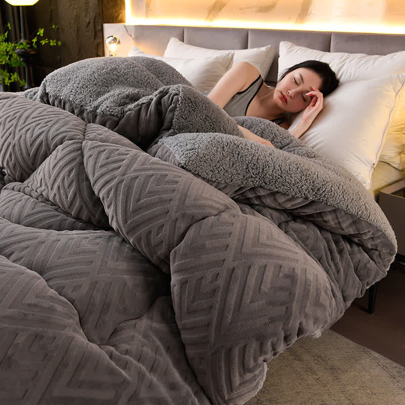 SUENTA Dicke Sherpa Winterdecke Mit Flauschigem Steppkern Extra Warm
